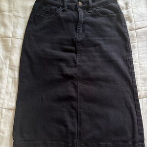 Classic Black Denim Skirt